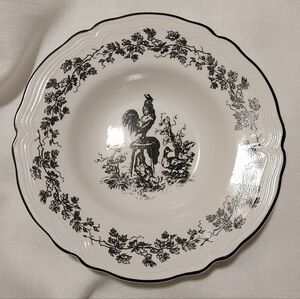 Tabletops Unlimited Vintage Ivory & Black New England Toile Rooster Soup Bowl